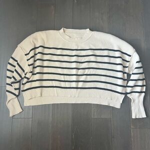 Cozy Cream and Black Striped Women's Sweater